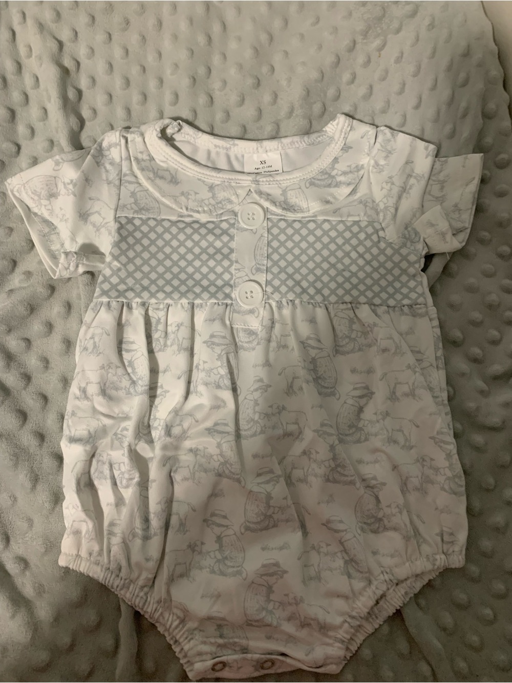 Baby Smocked Onesie with Light Green Print